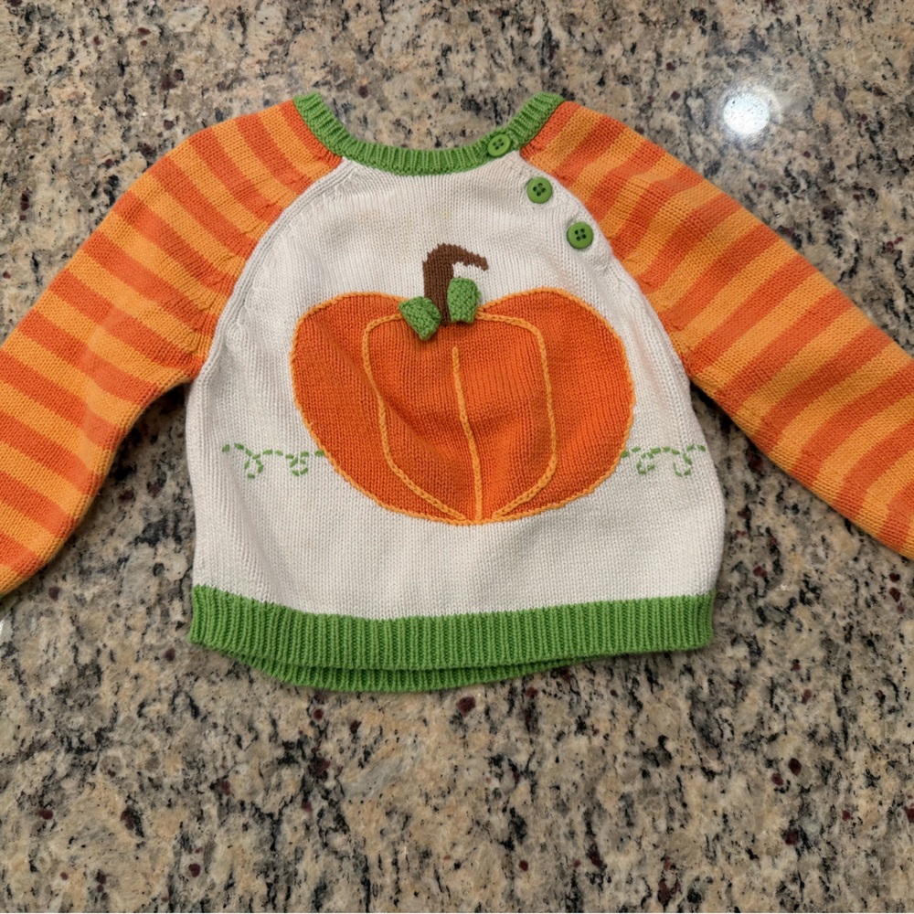 Kids Pumpkin Sweater - Orange, Green, White